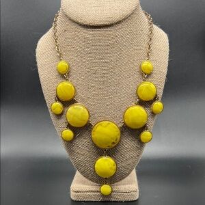 Charming Charlie Mustard Yellow Cabochon Statement Necklace 18–21”